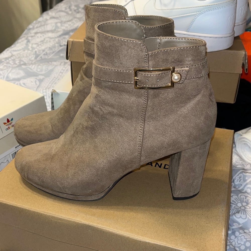 KELLY AND KATIE BOOTIES WITH PEARL BUCKLE CLASP